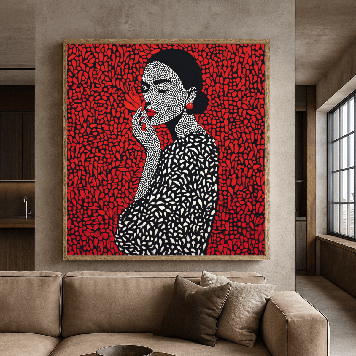 Canvas Print: Red Muse Portrait - Abstract Woman Portrait Canvas Print modern abstract canvas wall art by Rossetti Art – luxury interior design artwork for living room, bedroom, office – abstract wall art canvas print art Chiara Rossetti