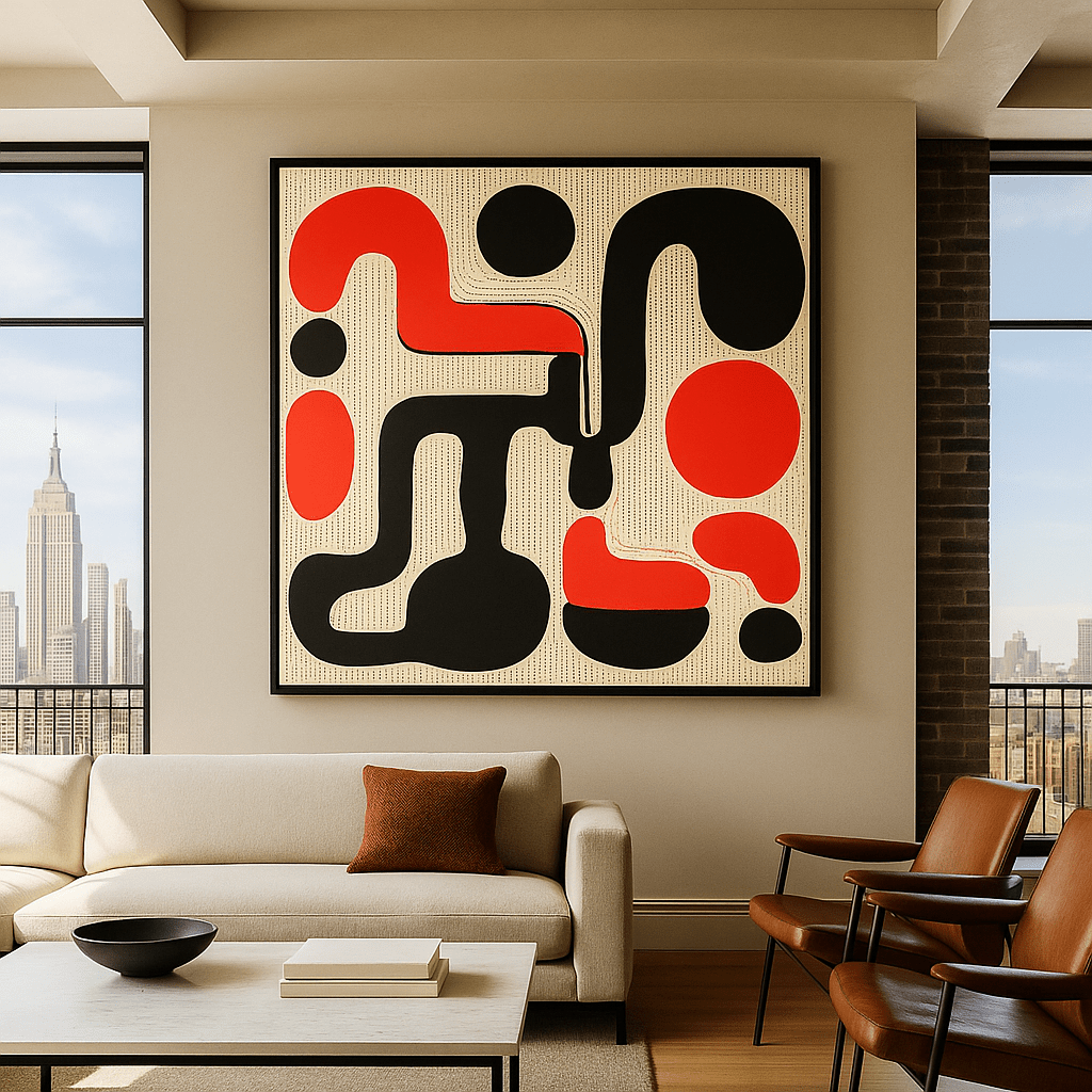 Canvas Print: Red Pulse – Abstract Geometric Canvas Print | Modern Pop Wall Art by Chiara Rosset modern abstract canvas wall art by Rossetti Art – luxury interior design artwork for living room, bedroom, office – abstract wall art contemporary wall design framed abstract canvas