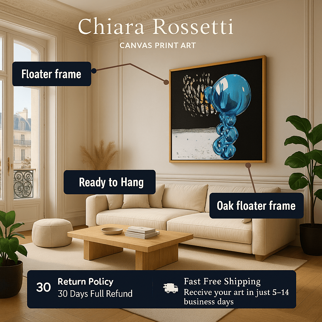 Canvas Print : Reflections in Motion – Abstract Modern Wall Art Print modern abstract canvas wall art by Rossetti Art – luxury interior design artwork for living room, bedroom, office – Abstract artwork abstract blue painting handmade wall art