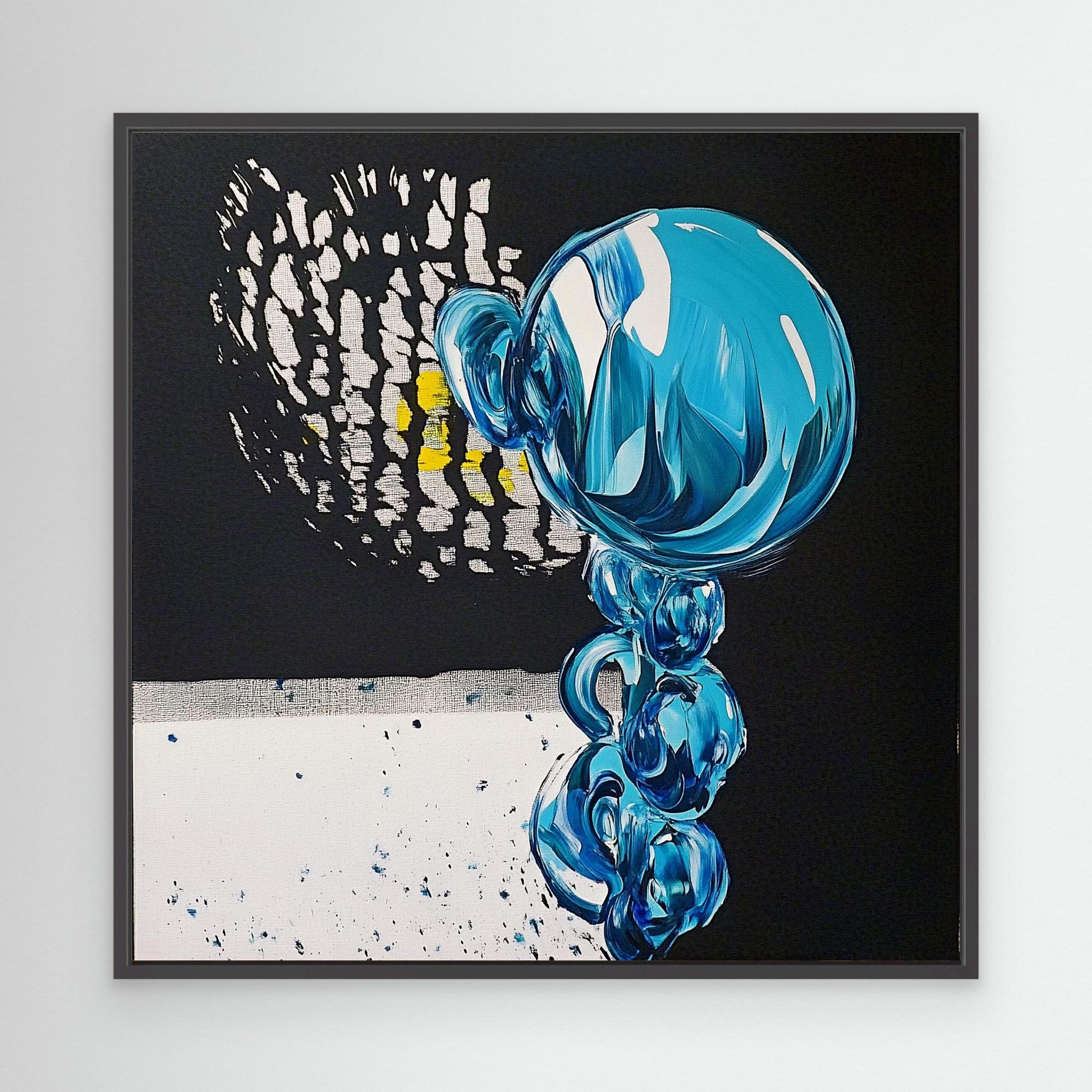 Canvas Print : Reflections in Motion – Abstract Modern Wall Art Print modern abstract canvas wall art by Rossetti Art – luxury interior design artwork for living room, bedroom, office – Abstract artwork abstract blue painting handmade wall art