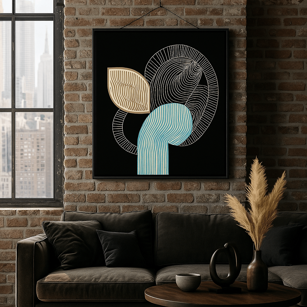 Canvas Print : Retro Bloom - Abstract Line Art Canvas Print with Modern Flair - Chiara Rossetti