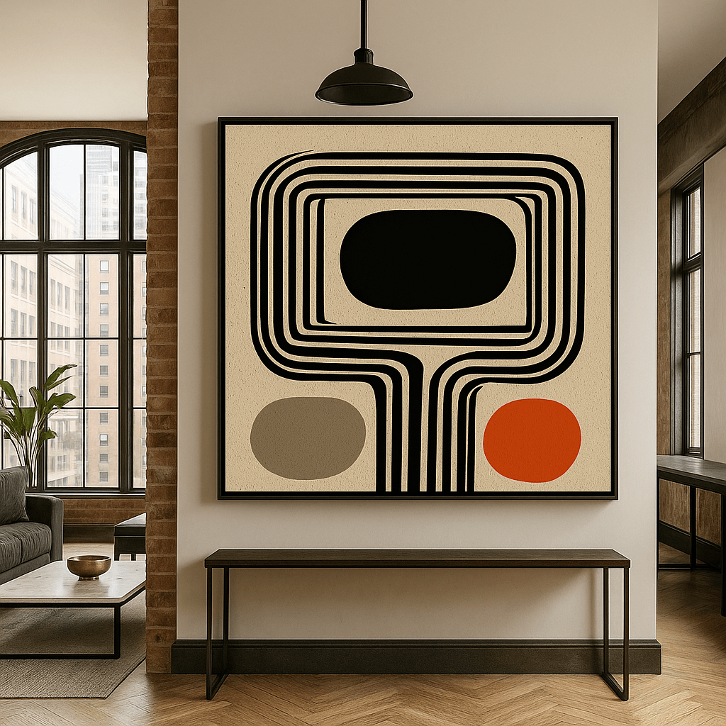 Canvas Print: Retro Frame – Mid - Century Modern Abstract Canvas Print | Minimalist Wall Art by Chiara Rossetti modern abstract canvas wall art by Rossetti Art – luxury interior design artwork for living room, bedroom, office – abstract wall art contemporary wall design framed abstract canvas