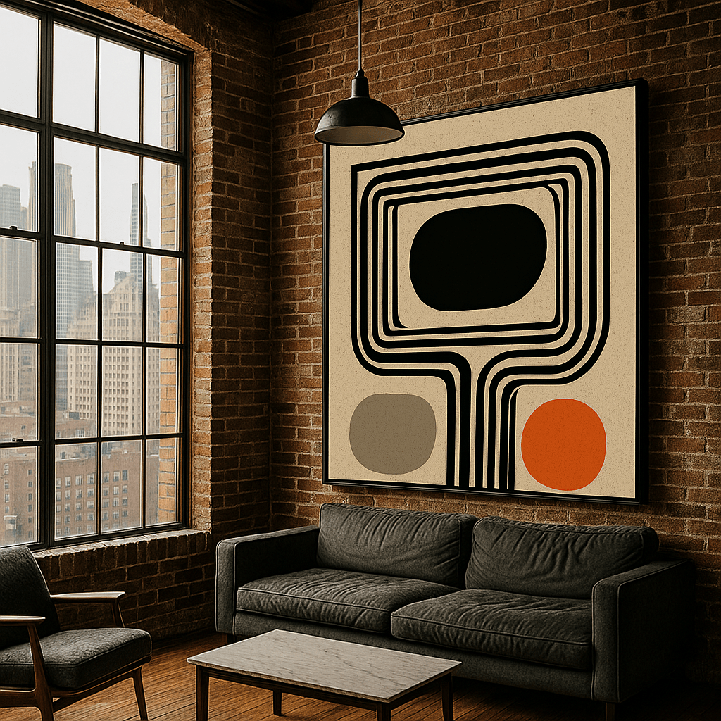Canvas Print: Retro Frame – Mid - Century Modern Abstract Canvas Print | Minimalist Wall Art by Chiara Rossetti modern abstract canvas wall art by Rossetti Art – luxury interior design artwork for living room, bedroom, office – abstract wall art contemporary wall design framed abstract canvas
