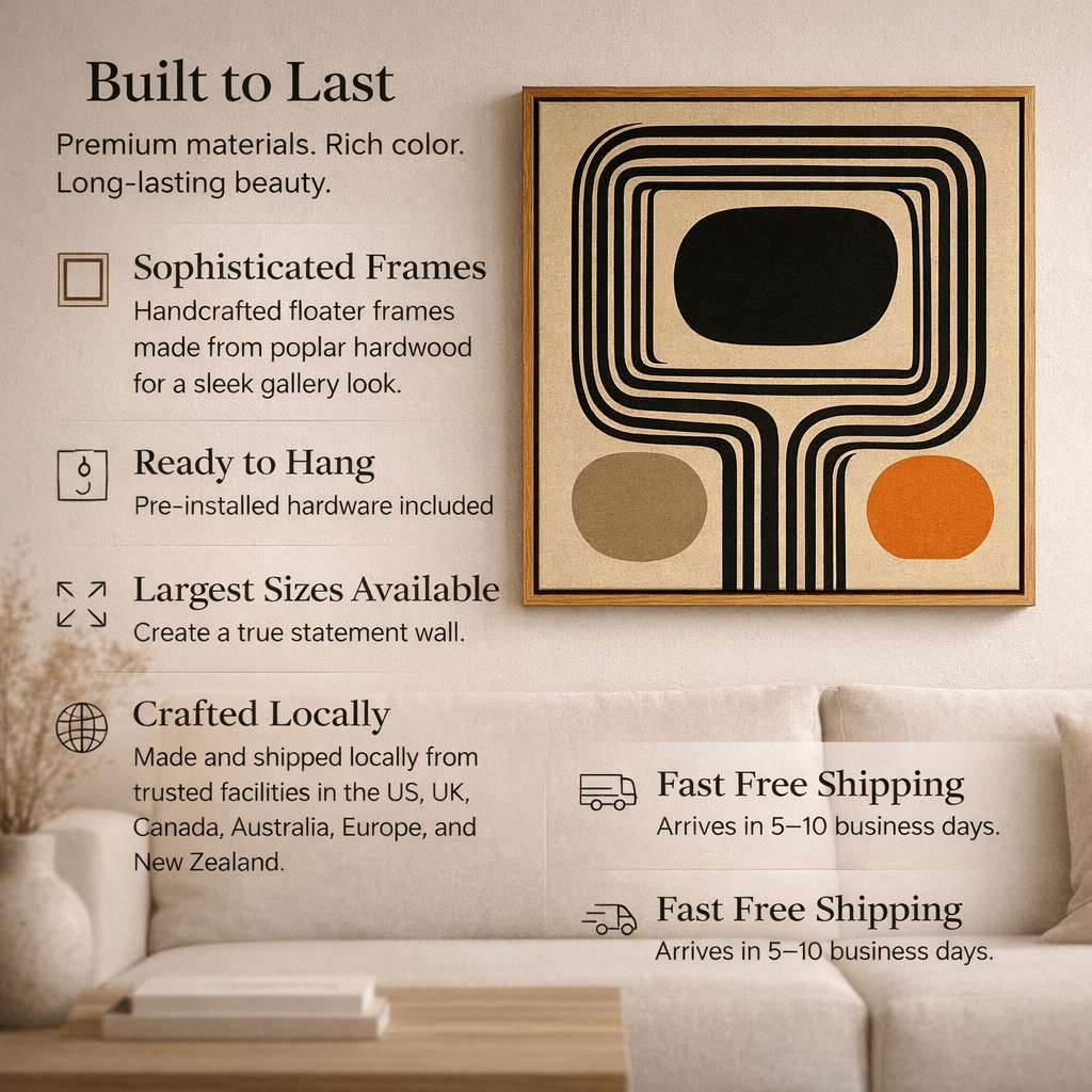 Canvas Print: Retro Frame – Mid - Century Modern Abstract Canvas Print | Minimalist Wall Art by Chiara Rossetti modern abstract canvas wall art by Rossetti Art – luxury interior design artwork for living room, bedroom, office – abstract wall art abstractnew contemporary wall design