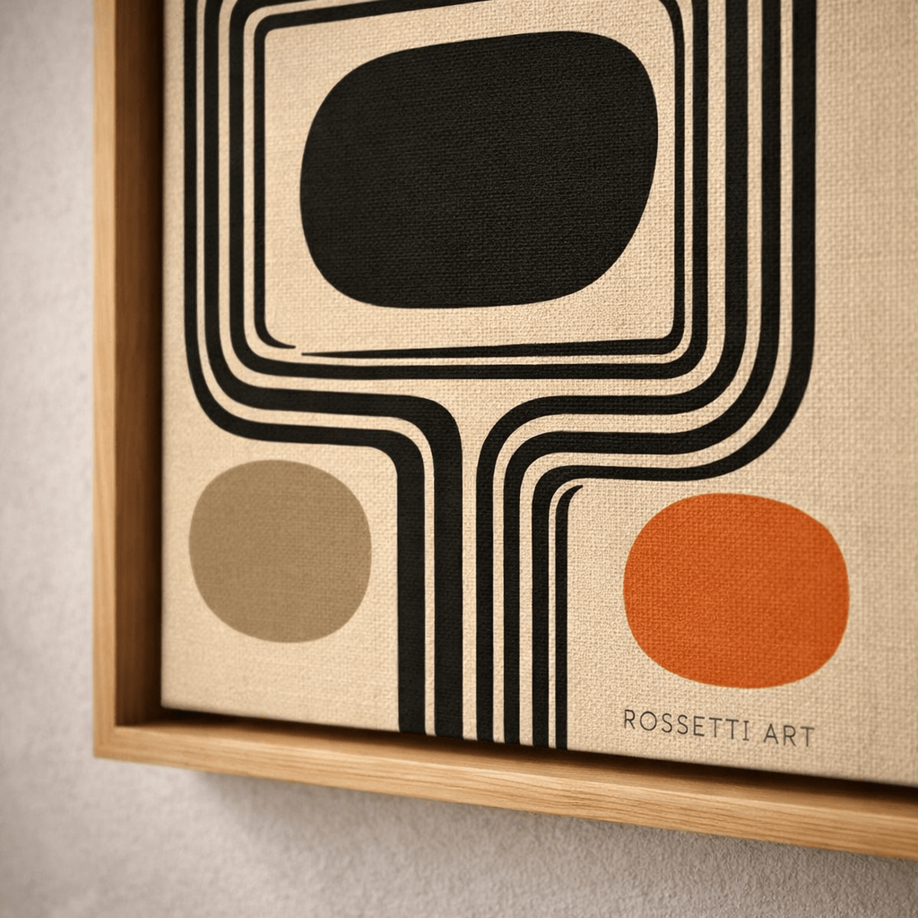 Canvas Print: Retro Frame – Mid - Century Modern Abstract Canvas Print | Minimalist Wall Art by Chiara Rossetti modern abstract canvas wall art by Rossetti Art – luxury interior design artwork for living room, bedroom, office – abstract wall art abstractnew contemporary wall design