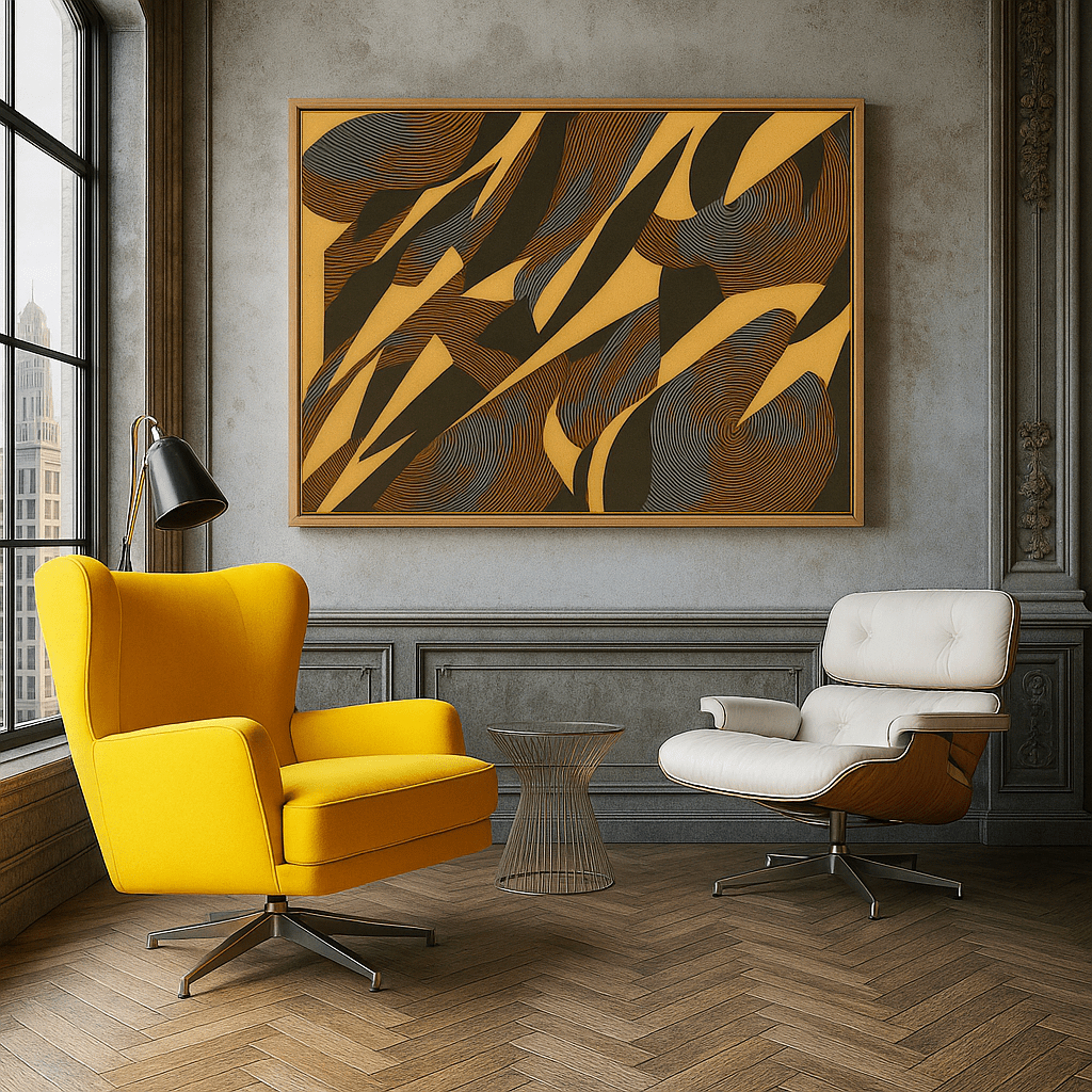 Canvas Print : Retro Spiral Vortex | Abstract Horizontal Canvas Wall Art modern abstract canvas wall art by Rossetti Art – luxury interior design artwork for living room, bedroom, office – 70s inspired art bold wall print contemporary living room art