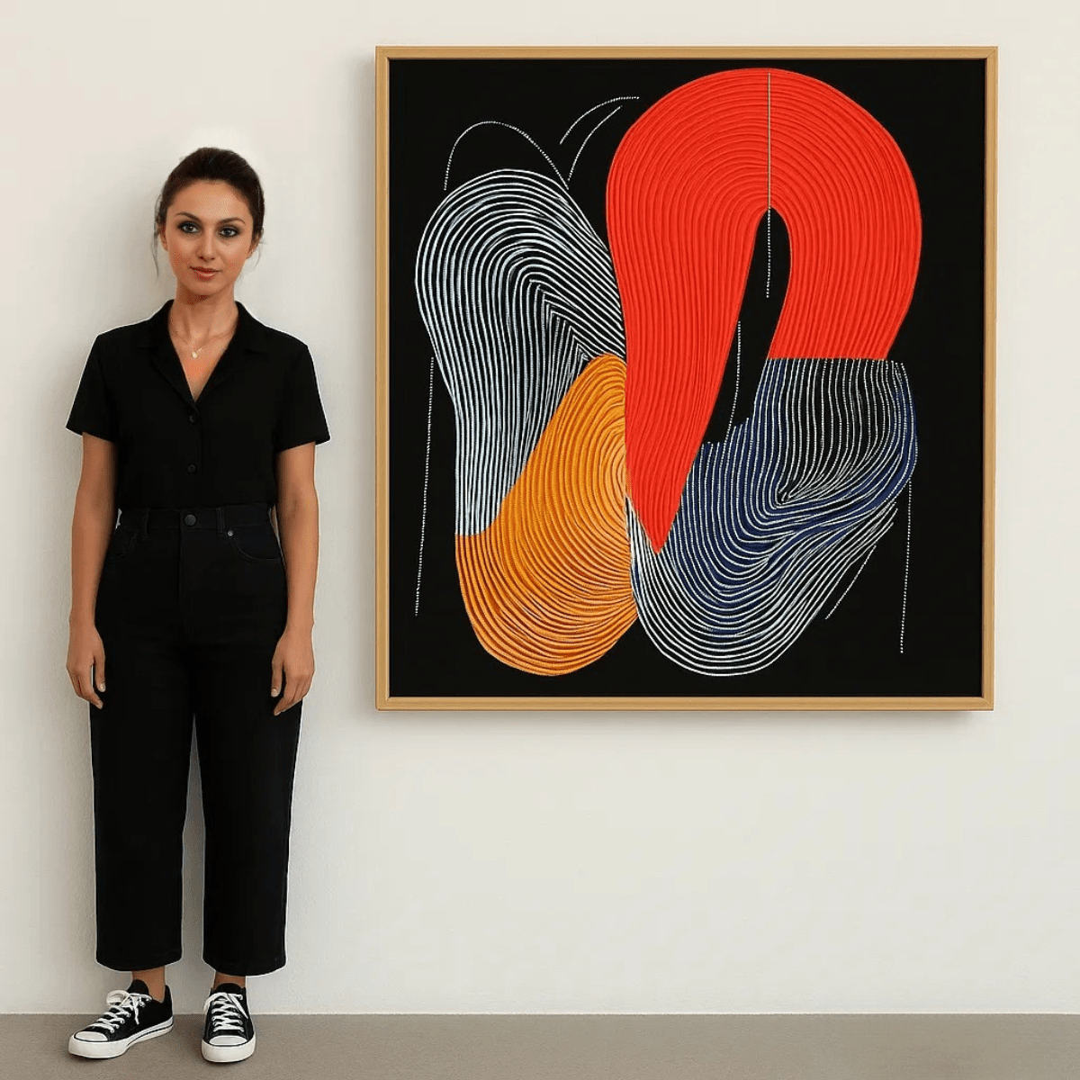 Canvas Print : Rhythms in Color – Bold Abstract Canvas Wall Art on Black modern abstract canvas wall art by Rossetti Art – luxury interior design artwork for living room, bedroom, office – black and beige wall art Black And White Art Black and white artwork