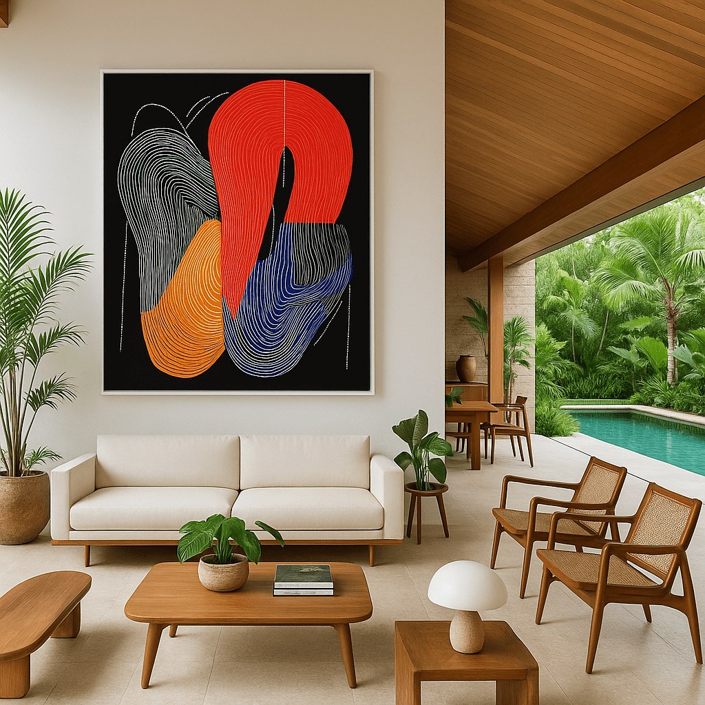 Canvas Print : Rhythms in Color – Bold Abstract Canvas Wall Art on Black - Chiara Rossetti