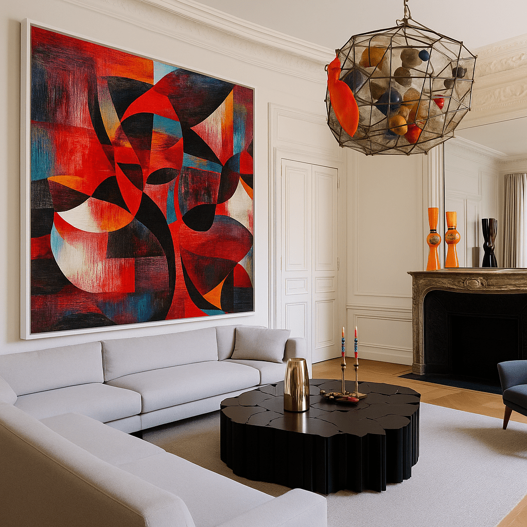 Canvas Print : Rhythms in Red | Abstract Geometric Wall Art | Modern Canvas - Chiara Rossetti
