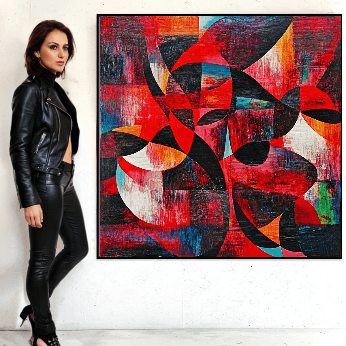 Canvas Print : Rhythms in Red | Abstract Geometric Wall Art | Modern Canvas - Chiara Rossetti