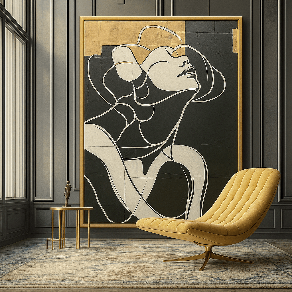 Canvas Print : Rise Within – Female Figure Line Art Canvas - Modern Minimalist Woman Portrait modern abstract canvas wall art by Rossetti Art – luxury interior design artwork for living room, bedroom, office – Contemporary Art for Sale contemporary art piece Contemporary art print