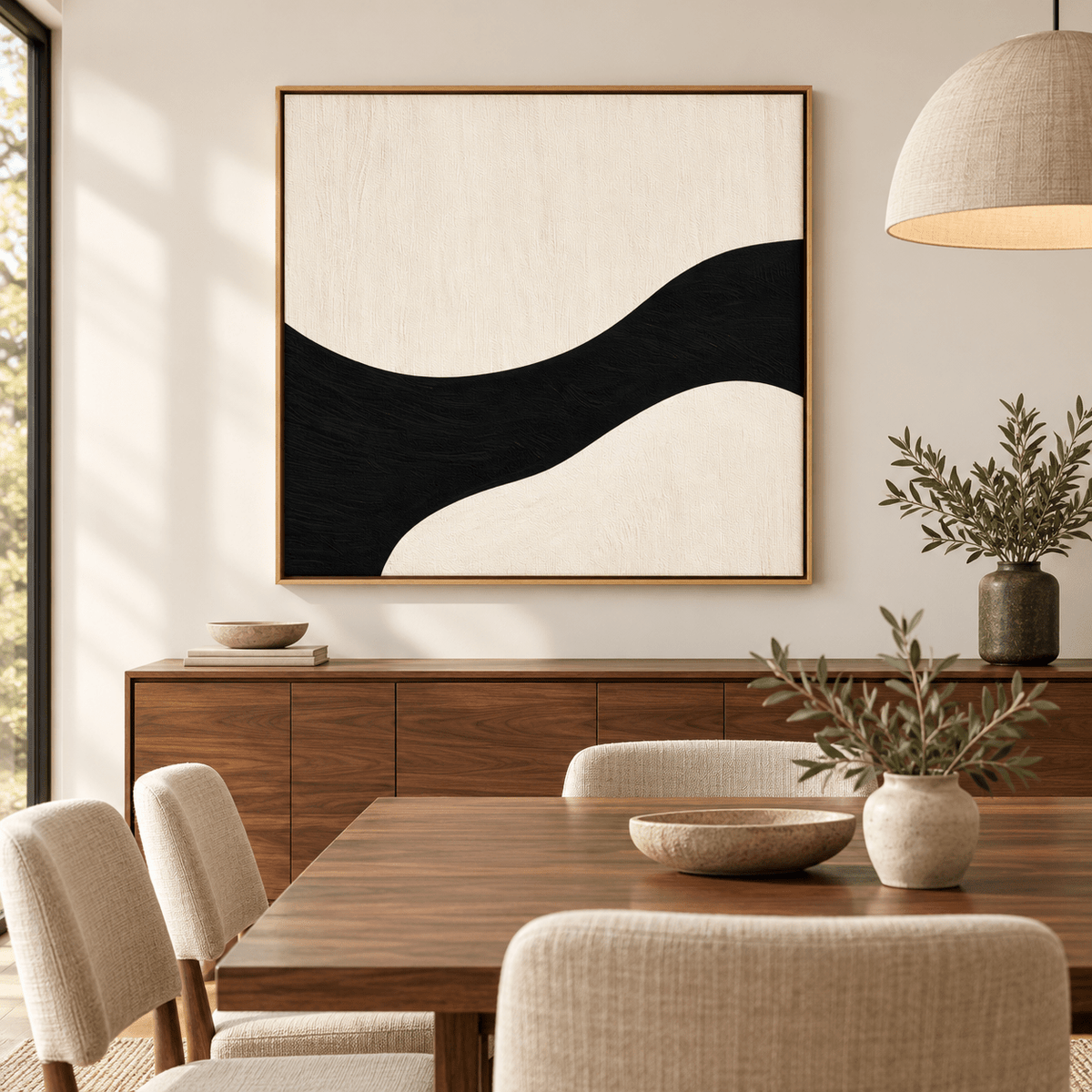 River Wall Art – Ivory River, flowing black band artwork by Rossetti Art