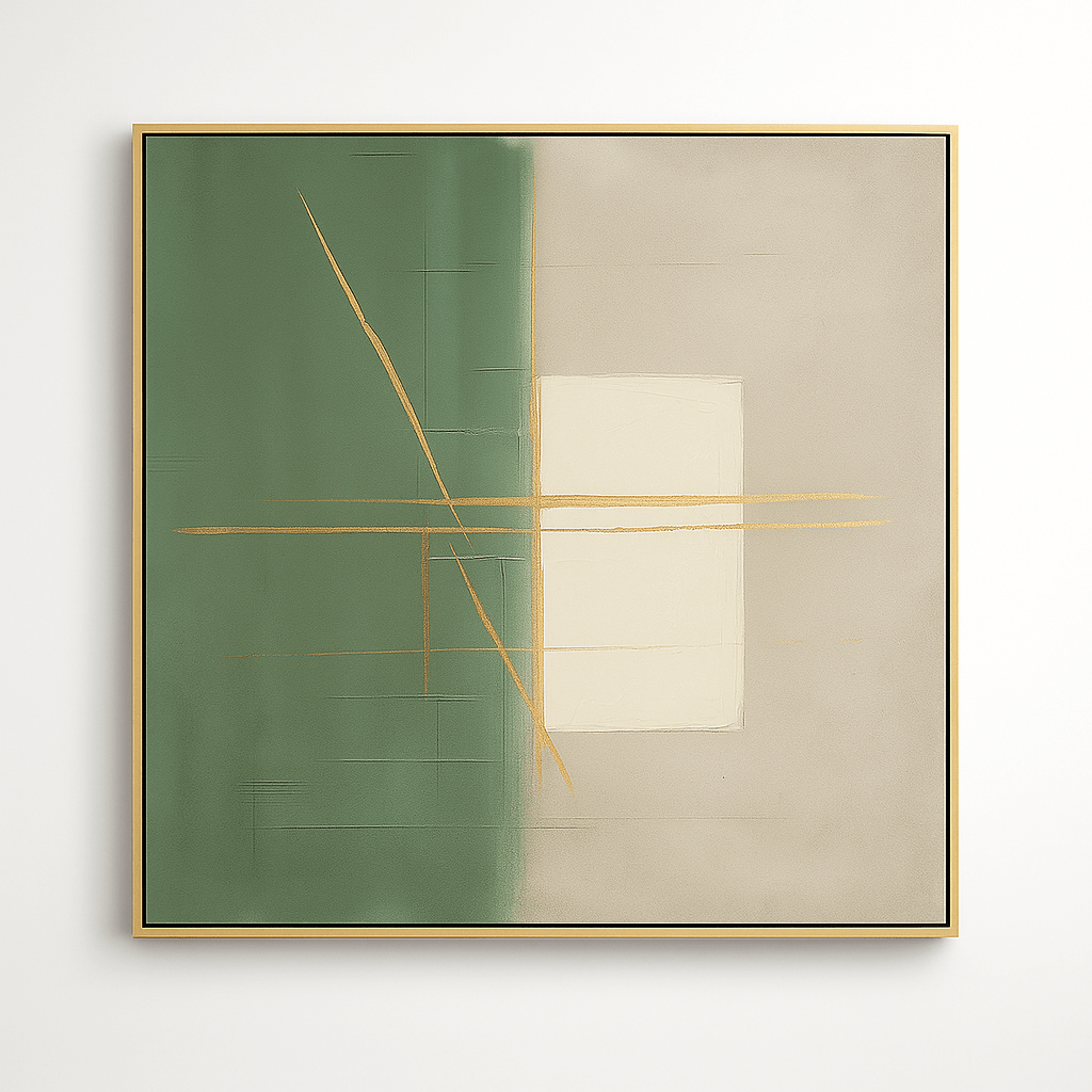 Canvas Print: Sage Balance – Wabi Sabi Abstract Minimalist Canvas Print in Green & Ivory modern abstract canvas wall art by Rossetti Art – luxury interior design artwork for living room, bedroom, office – abstract wall art canvas print art Chiara Rossetti