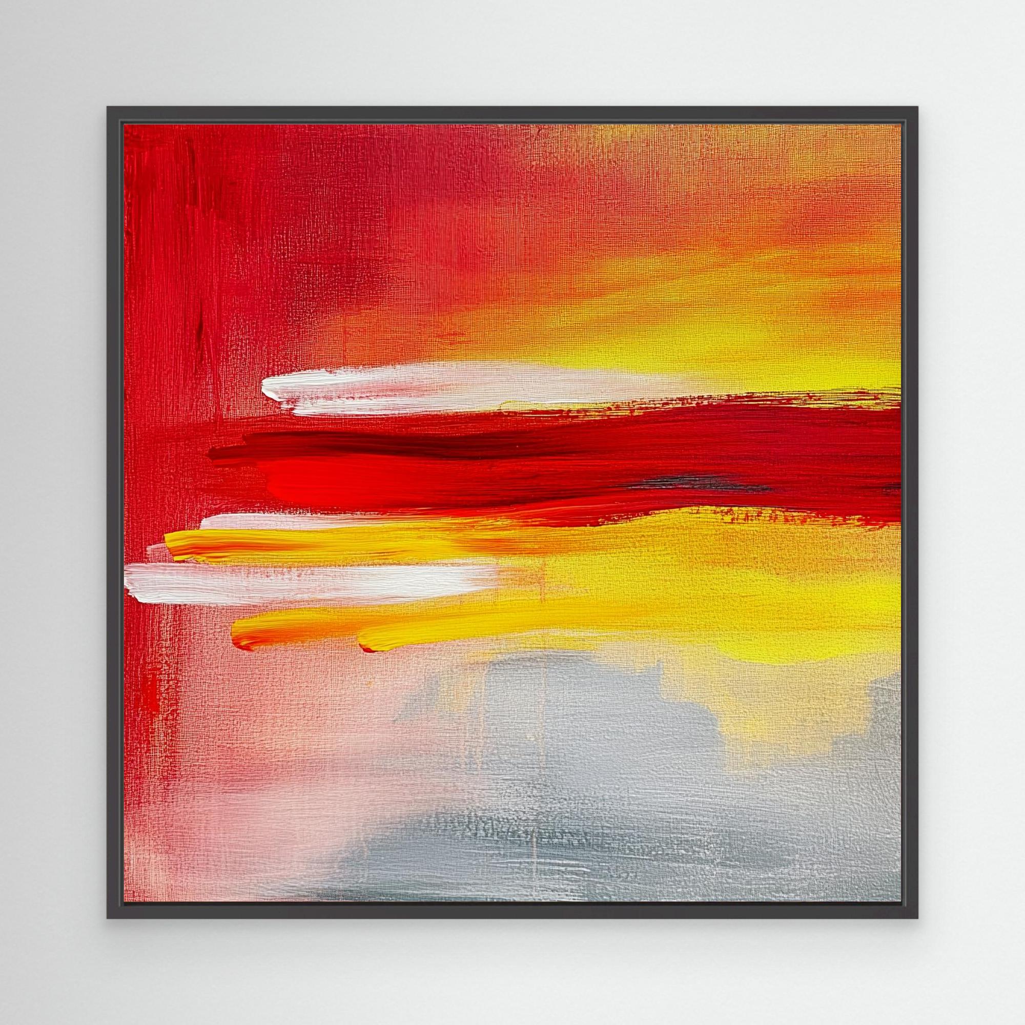 Canvas Print : Scarlet Horizon - Vibrant Abstract Sunset Canvas Wall Art modern abstract canvas wall art by Rossetti Art – luxury interior design artwork for living room, bedroom, office – ModernBoldWallArt Ready To Hang Decor ReadyVibrantAbstractArt
