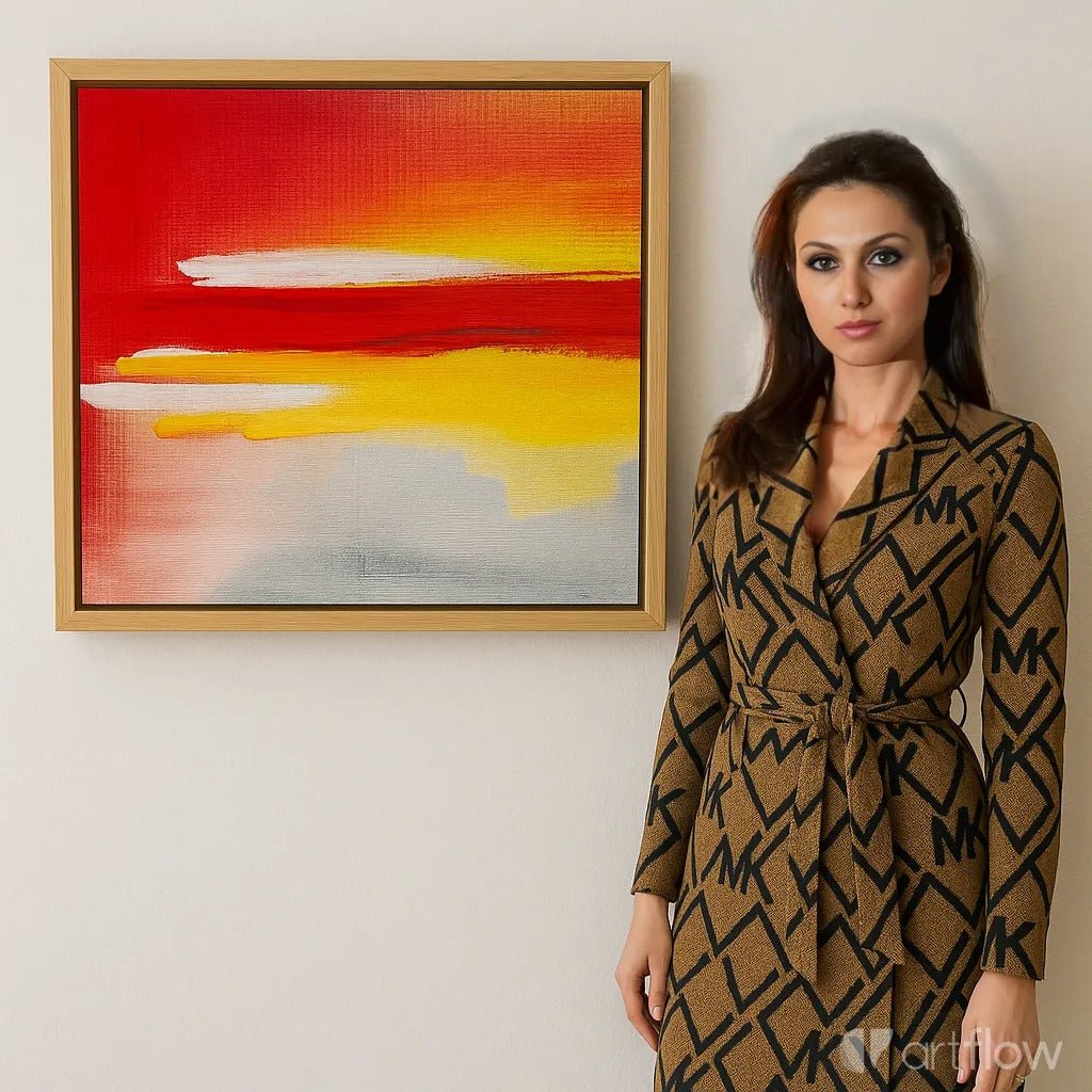 Canvas Print : Scarlet Horizon - Vibrant Abstract Sunset Canvas Wall Art modern abstract canvas wall art by Rossetti Art – luxury interior design artwork for living room, bedroom, office – ModernBoldWallArt Ready To Hang Decor ReadyVibrantAbstractArt