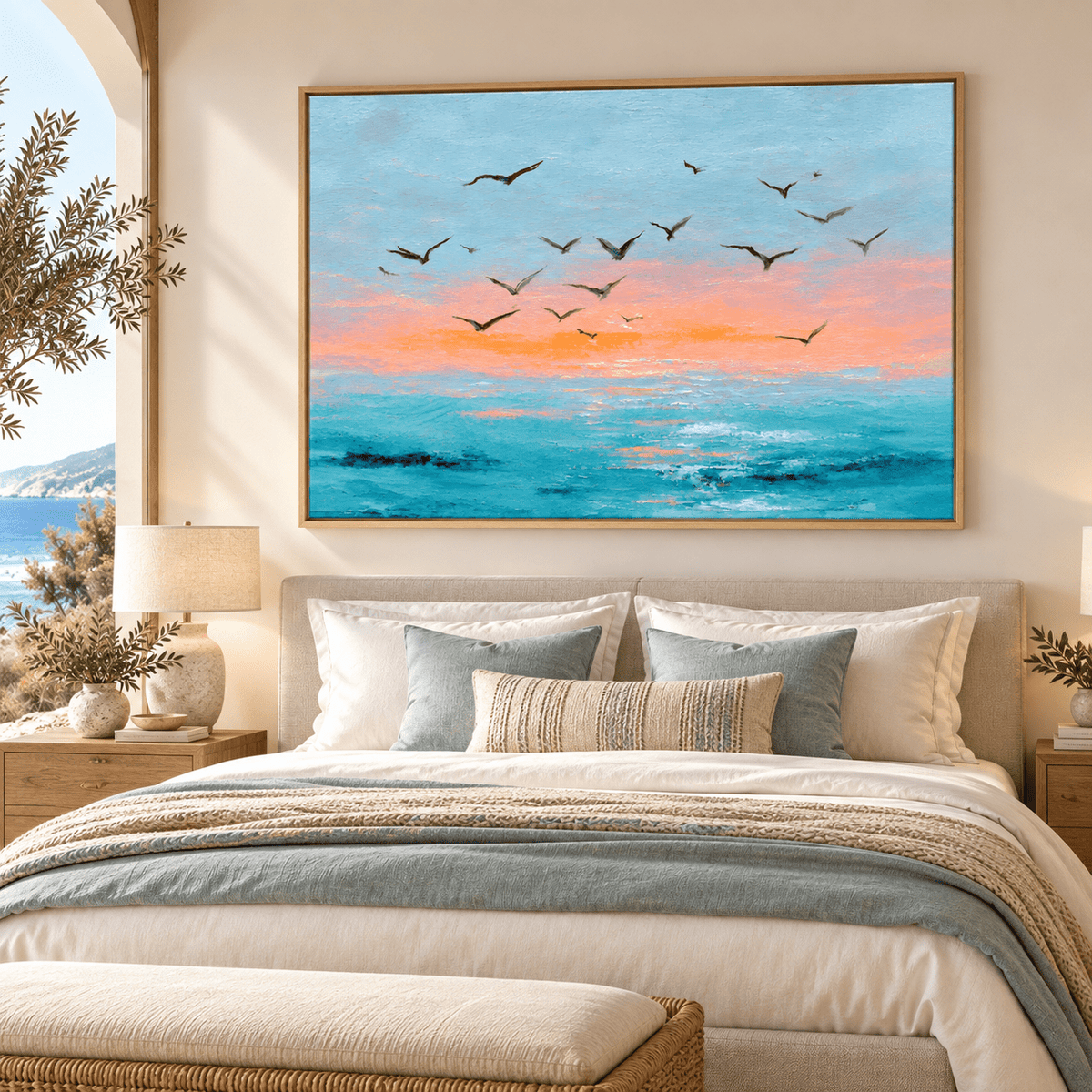 Seagull Wall Art – Golden Flight by Rossetti Art