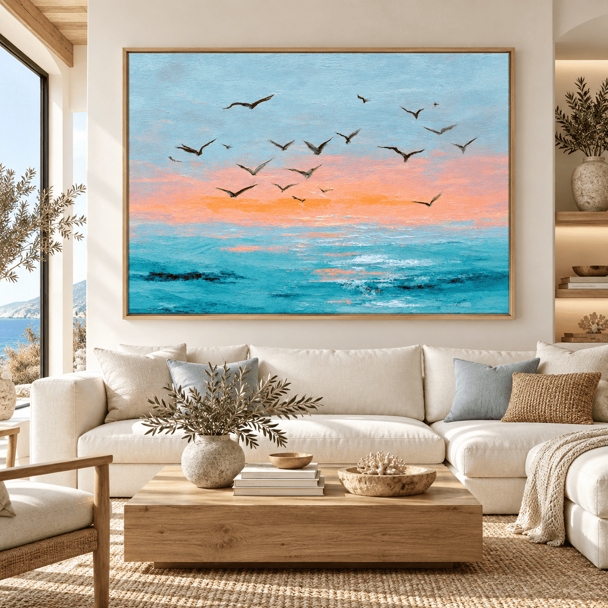 Seagull Wall Art – Golden Flight by Rossetti Art