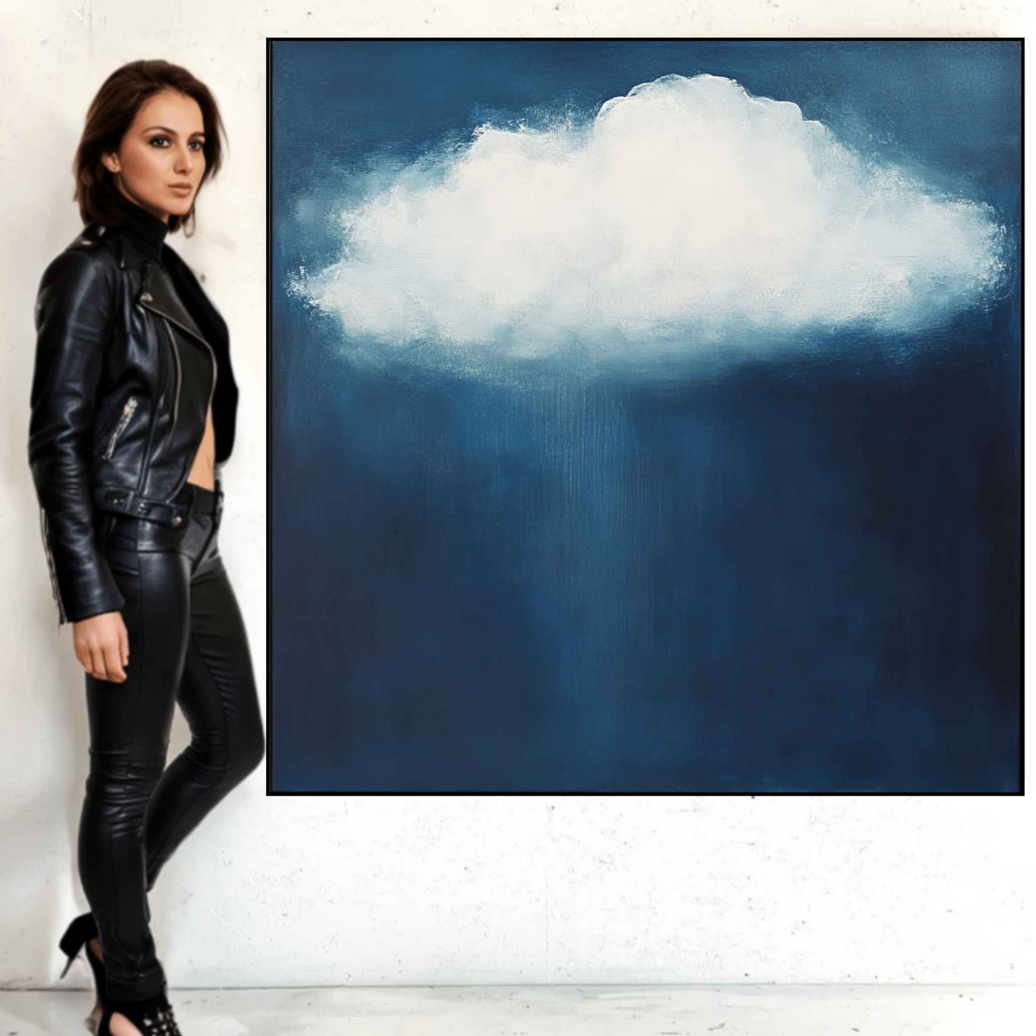 Canvas Print: Serenity Cloud - Dreamy Sky Wall Art modern abstract canvas wall art by Rossetti Art – luxury interior design artwork for living room, bedroom, office – blue and white art calming wall decor cloud wall art