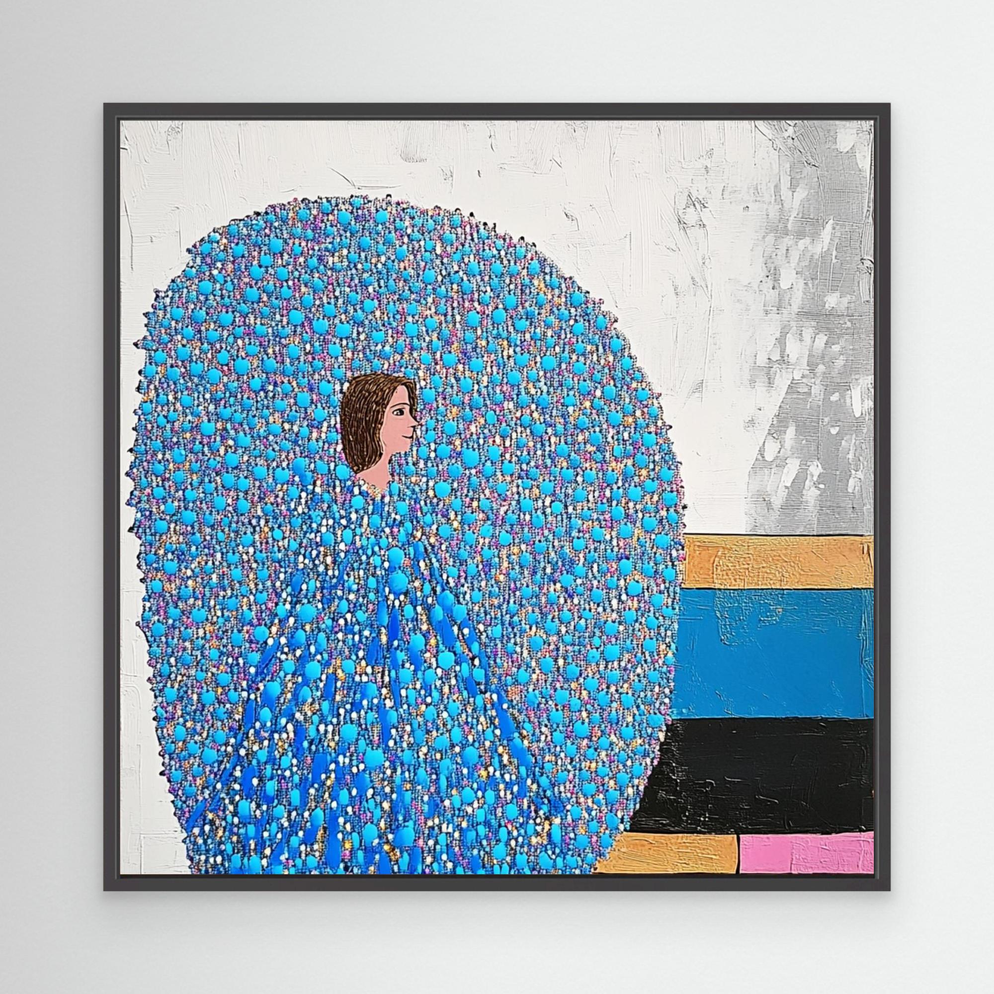 Canvas Print: "Serenity in Blue Enigma" - Blue Canvas Wall Art modern abstract canvas wall art by Rossetti Art – luxury interior design artwork for living room, bedroom, office – Blue Canvas Art Contemporary Abstract Prints Figurative Wall Art