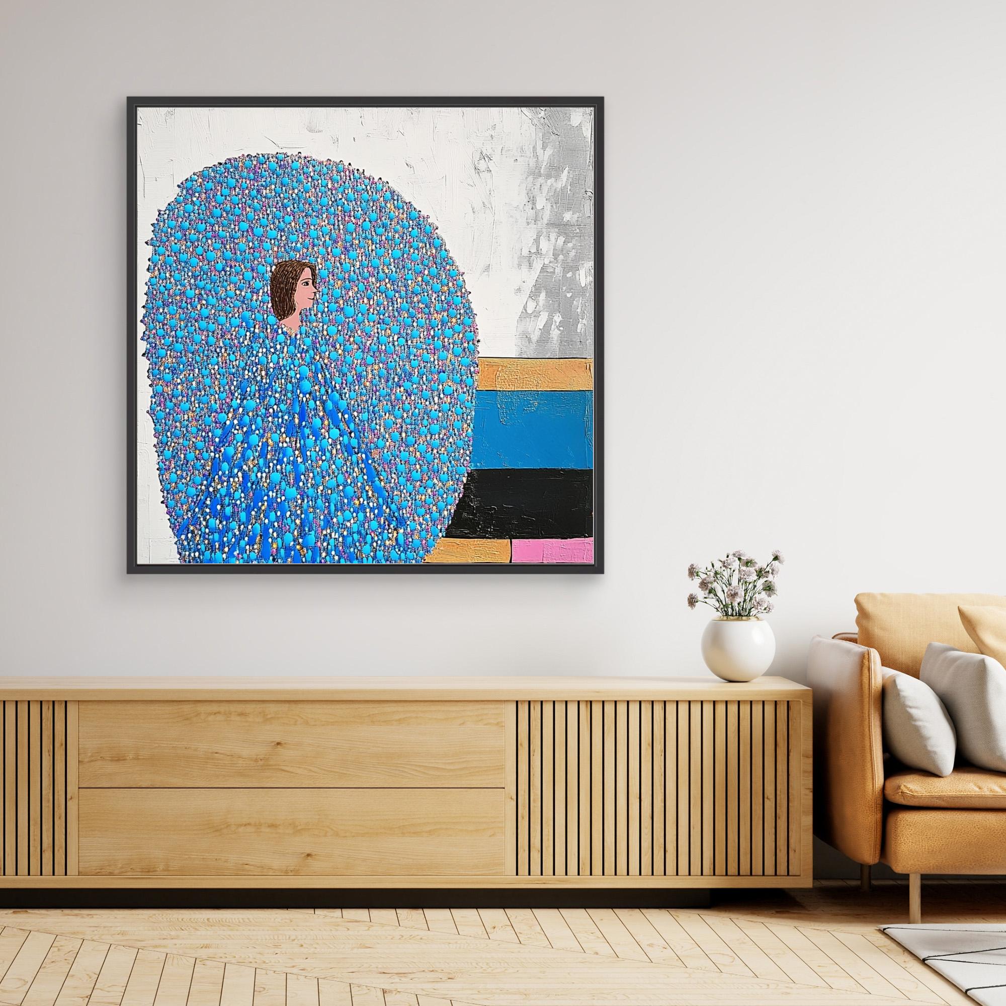 Canvas Print: "Serenity in Blue Enigma" - Blue Canvas Wall Art - Chiara Rossetti