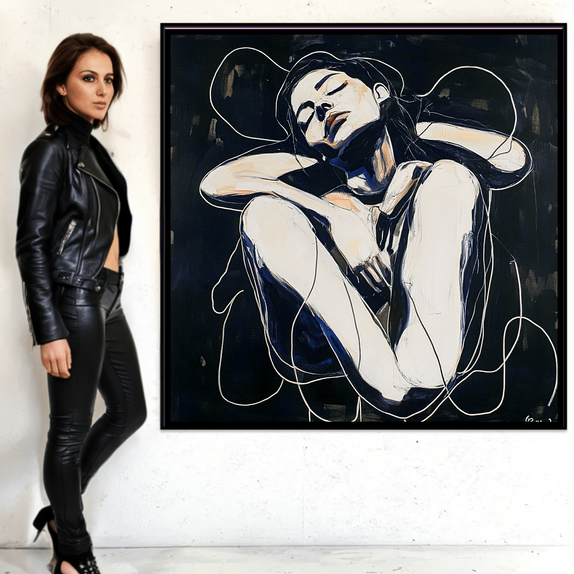 Canvas Print - Serenity in Shadows – Expressive Female Figure Canvas Art - Chiara Rossetti