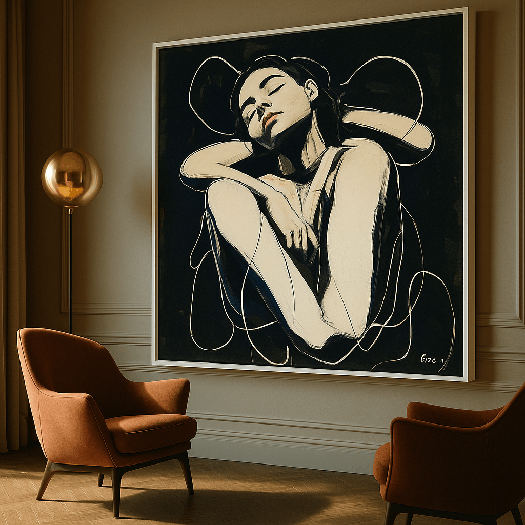 Canvas Print - Serenity in Shadows – Expressive Female Figure Canvas Art - Chiara Rossetti
