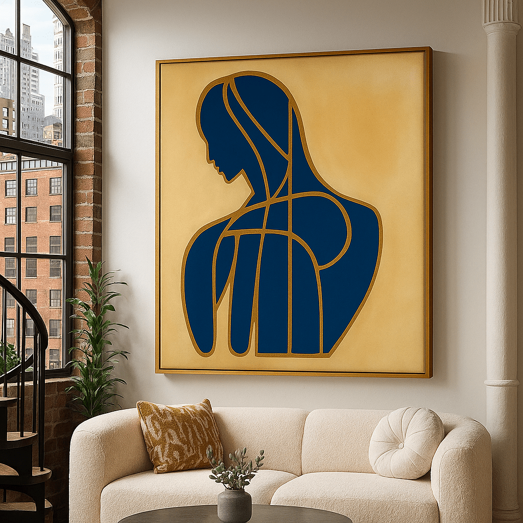 Canvas Print : Serenity Lines – Modern Female Silhouette Canvas Art - Chiara Rossetti