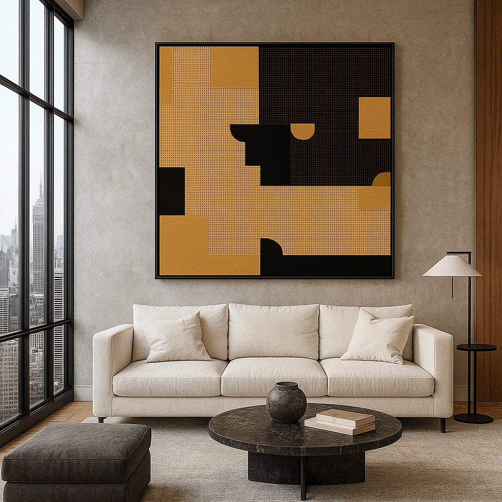 Canvas Print: Shadow Geometry – Modern Abstract Canvas Print | Minimalist Luxury Wall Art modern abstract canvas wall art by Rossetti Art – luxury interior design artwork for living room, bedroom, office – abstract wall art contemporary wall design framed abstract canvas