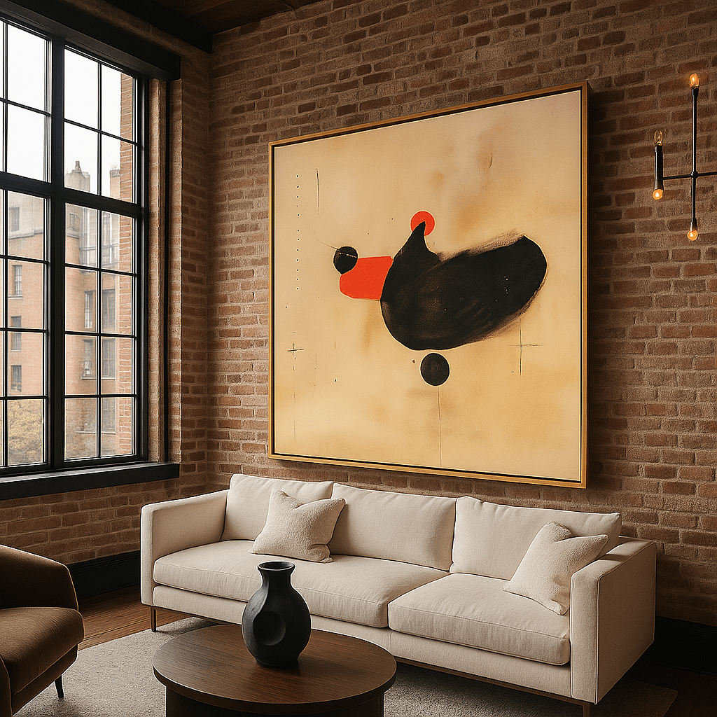 Canvas Print: Silent Geometry – Red and Black Minimalist Wall Art for Contemporary Interiors modern abstract canvas wall art by Rossetti Art – luxury interior design artwork for living room, bedroom, office – abstract wall art canvas print art Chiara Rossetti