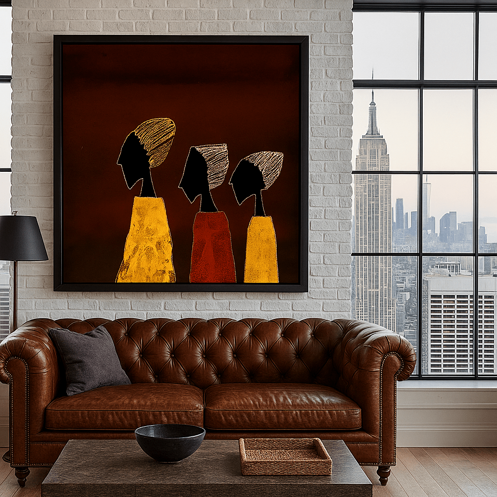 Canvas Print: Silent Grace – Abstract African Silhouette Canvas Print | Modern Minimalist Wall Art for Elegant Interiors modern abstract canvas wall art by Rossetti Art – luxury interior design artwork for living room, bedroom, office – abstract wall art African silhouette canvas boho chic wall art