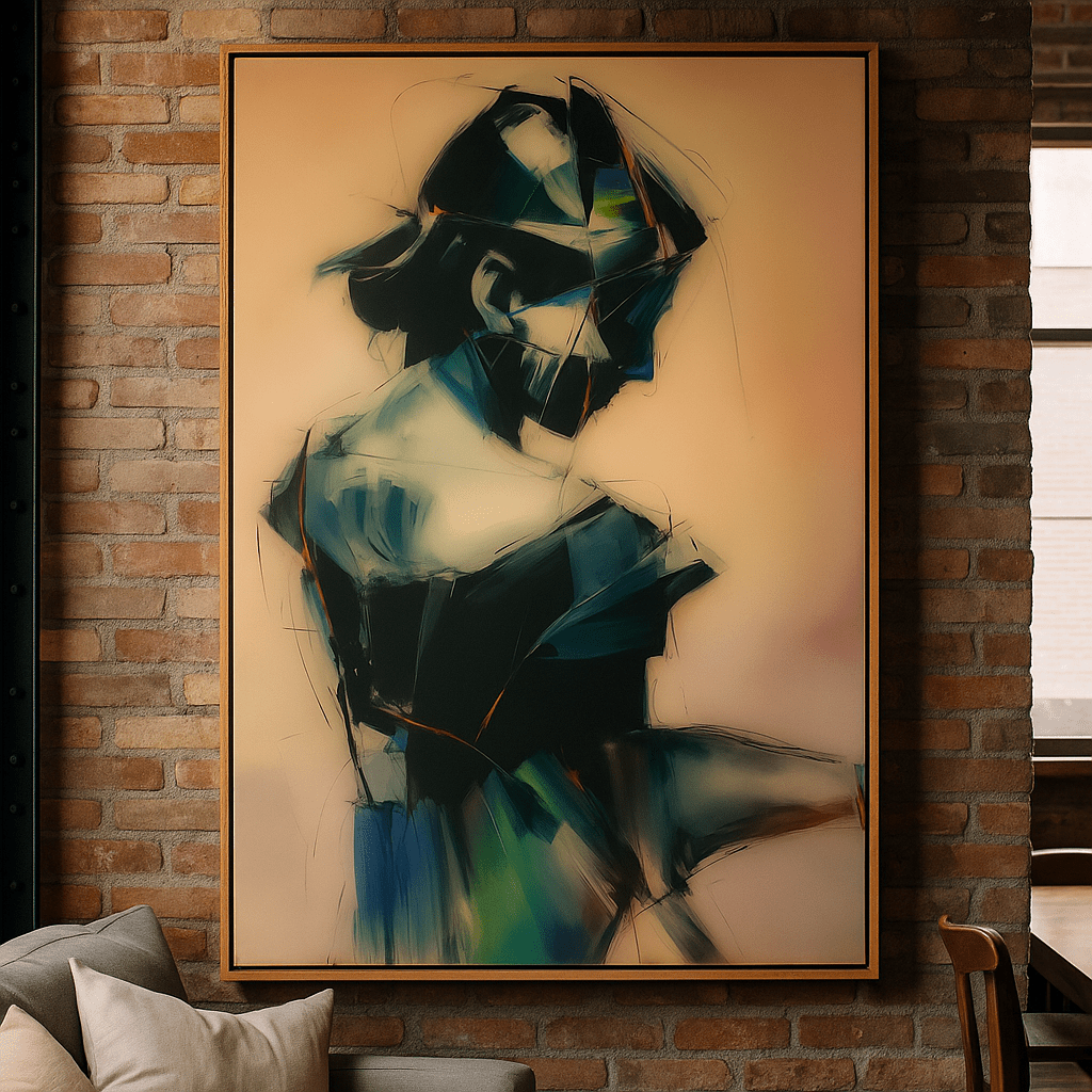 Canvas Print : Silent Reflection Portrait – Abstract Modern Portrait Canvas Wall Art modern abstract canvas wall art by Rossetti Art – luxury interior design artwork for living room, bedroom, office – Abstract art print bold color portrait canvas print for living room