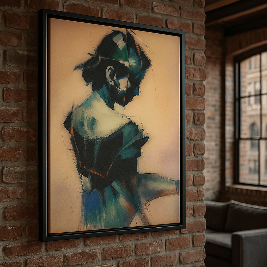 Canvas Print : Silent Reflection Portrait – Abstract Modern Portrait Canvas Wall Art modern abstract canvas wall art by Rossetti Art – luxury interior design artwork for living room, bedroom, office – Abstract art print bold color portrait canvas print for living room