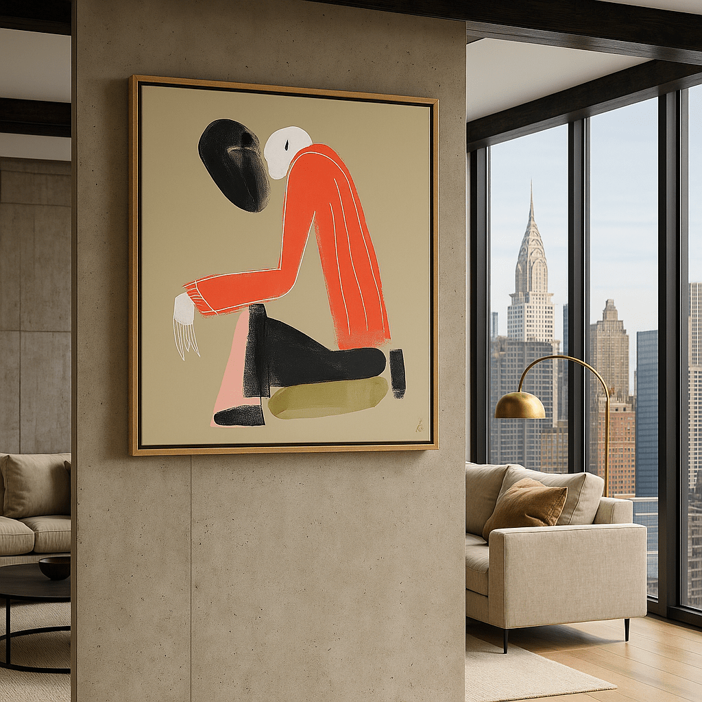 Canvas Print: Sitting in Silence – Minimalist Abstract Figure Canvas Print modern abstract canvas wall art by Rossetti Art – luxury interior design artwork for living room, bedroom, office – abstract wall art canvas print art Chiara Rossetti