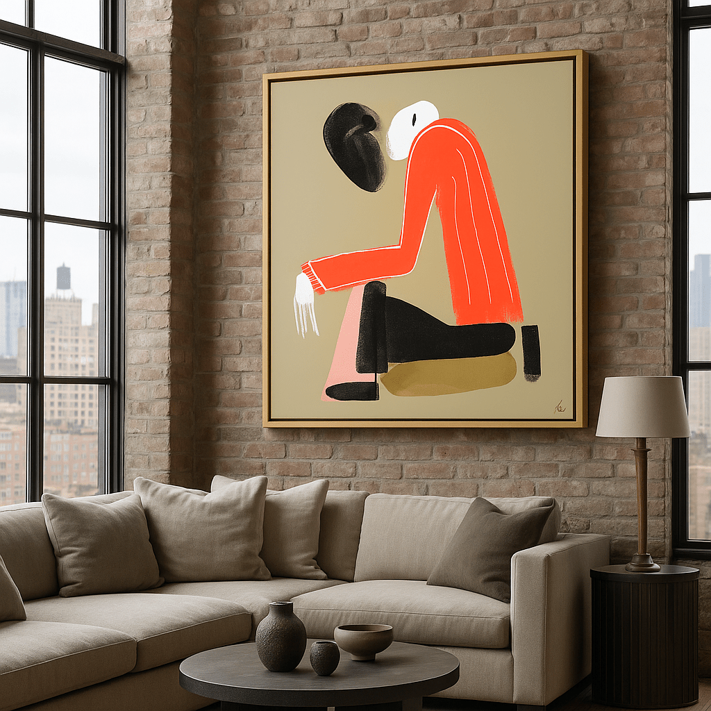 Canvas Print: Sitting in Silence – Minimalist Abstract Figure Canvas Print modern abstract canvas wall art by Rossetti Art – luxury interior design artwork for living room, bedroom, office – abstract wall art canvas print art Chiara Rossetti