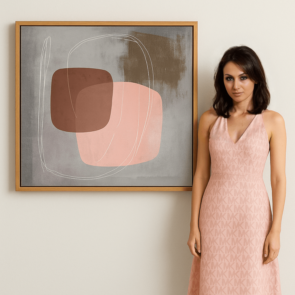 Canvas Print: "Soft Harmony" - Abstract Painting Minimalist modern abstract canvas wall art by Rossetti Art – luxury interior design artwork for living room, bedroom, office – Contemporary Minimalism Modern Serene Art Neutral Wall Art