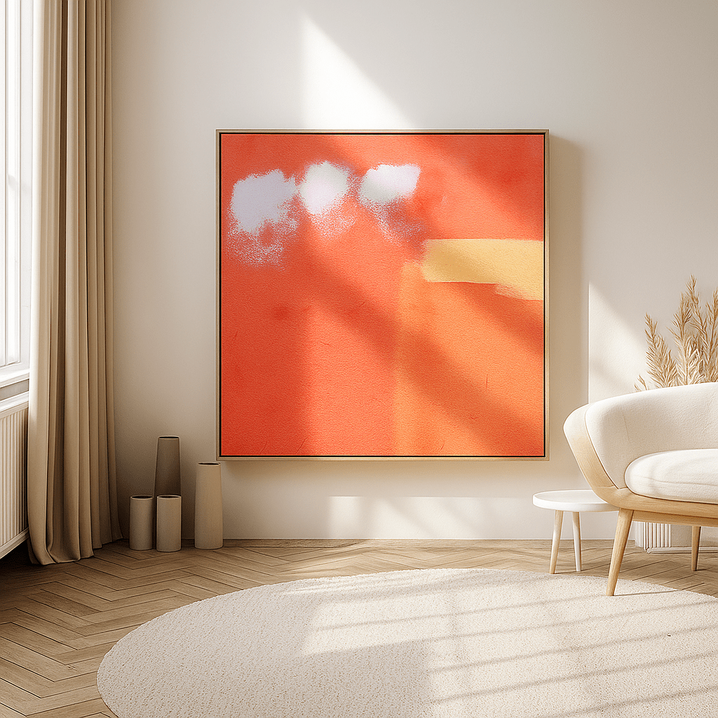 Canvas Print: Solar Poise – Modern Abstract Orange Canvas Print | Minimalist Luxury Wall Art modern abstract canvas wall art by Rossetti Art – luxury interior design artwork for living room, bedroom, office – abstract wall art canvas print art Chiara Rossetti