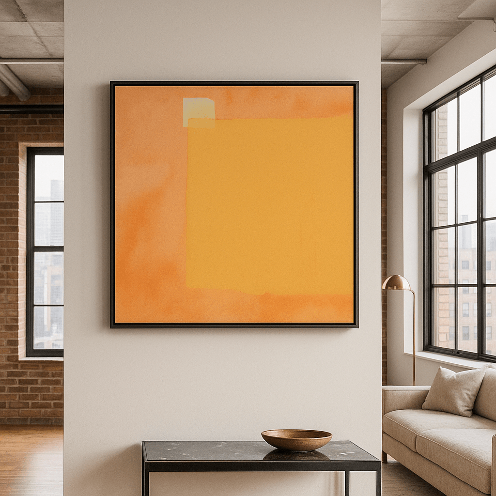 Canvas Print: Solstice Glow - Modern Abstract Orange Canvas modern abstract canvas wall art by Rossetti Art – luxury interior design artwork for living room, bedroom, office – abstract wall art canvas print art Chiara Rossetti