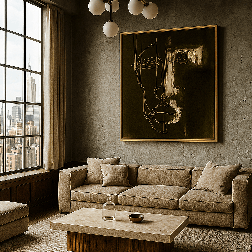 Canvas Print: Split Silence – Abstract Minimal Face Line Art Canvas - Chiara Rossetti