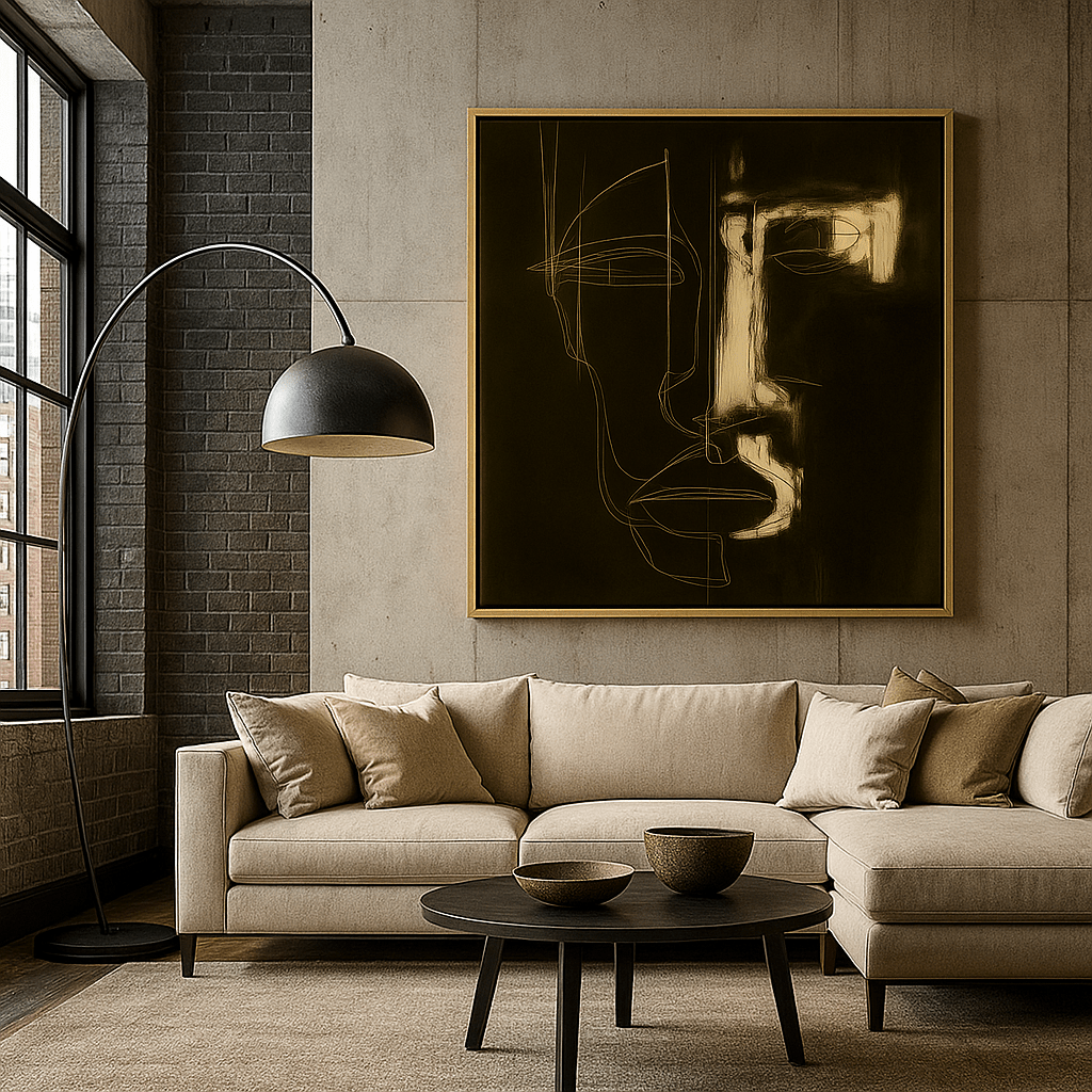 Canvas Print: Split Silence – Abstract Minimal Face Line Art Canvas - Chiara Rossetti