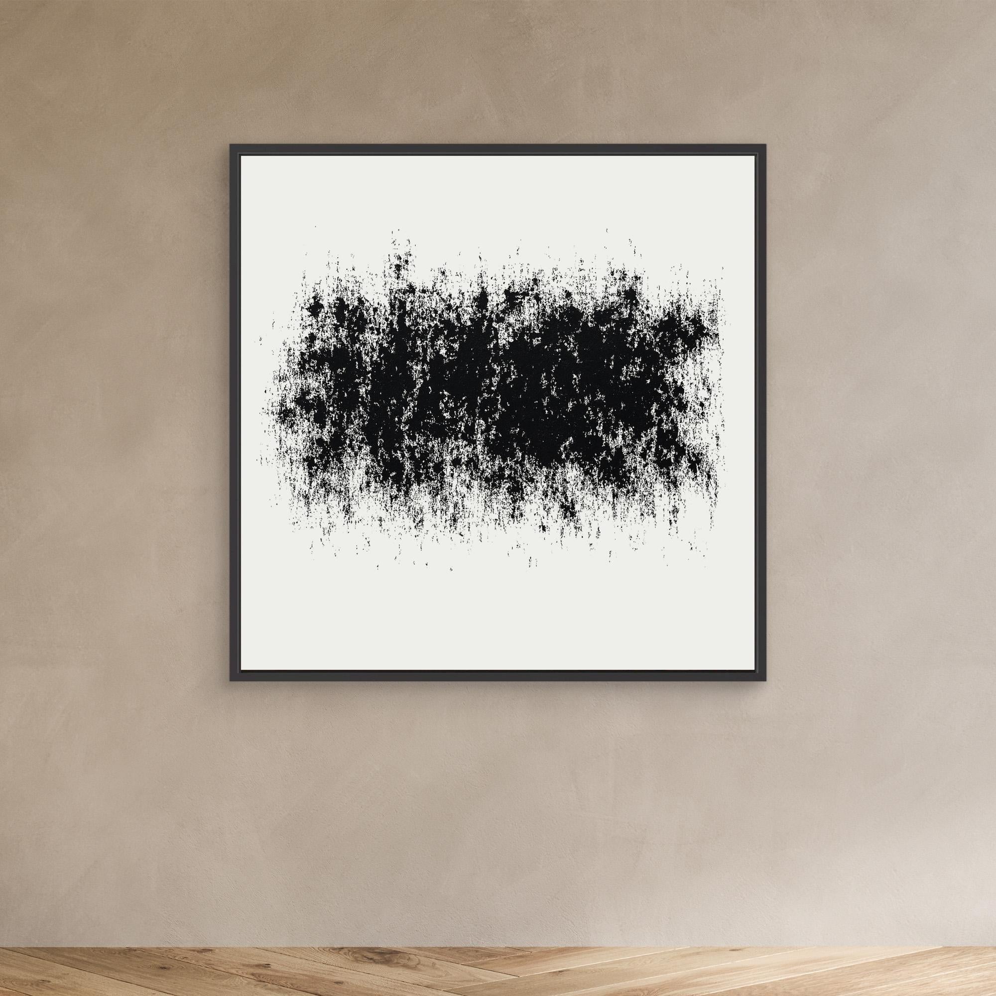 Canvas Print: Static Silence – Black & White Minimalist Abstract Art modern abstract canvas wall art by Rossetti Art – luxury interior design artwork for living room, bedroom, office – Abstract Monochrome Art Brutalist Interior Art High Contrast Canvas
