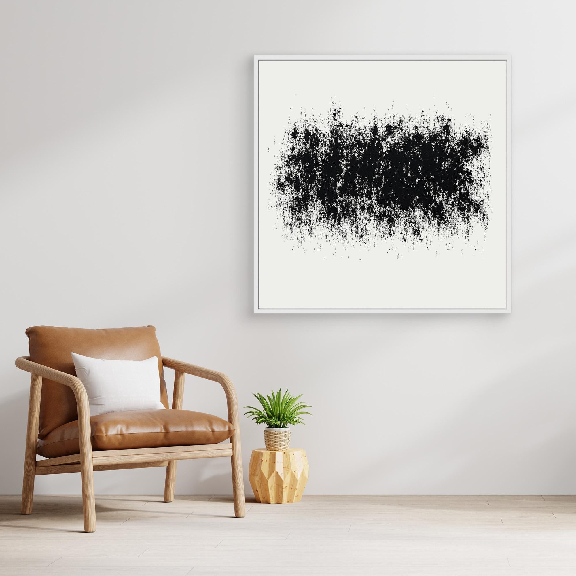 Canvas Print: Static Silence – Black & White Minimalist Abstract Art modern abstract canvas wall art by Rossetti Art – luxury interior design artwork for living room, bedroom, office – Abstract Monochrome Art Brutalist Interior Art High Contrast Canvas