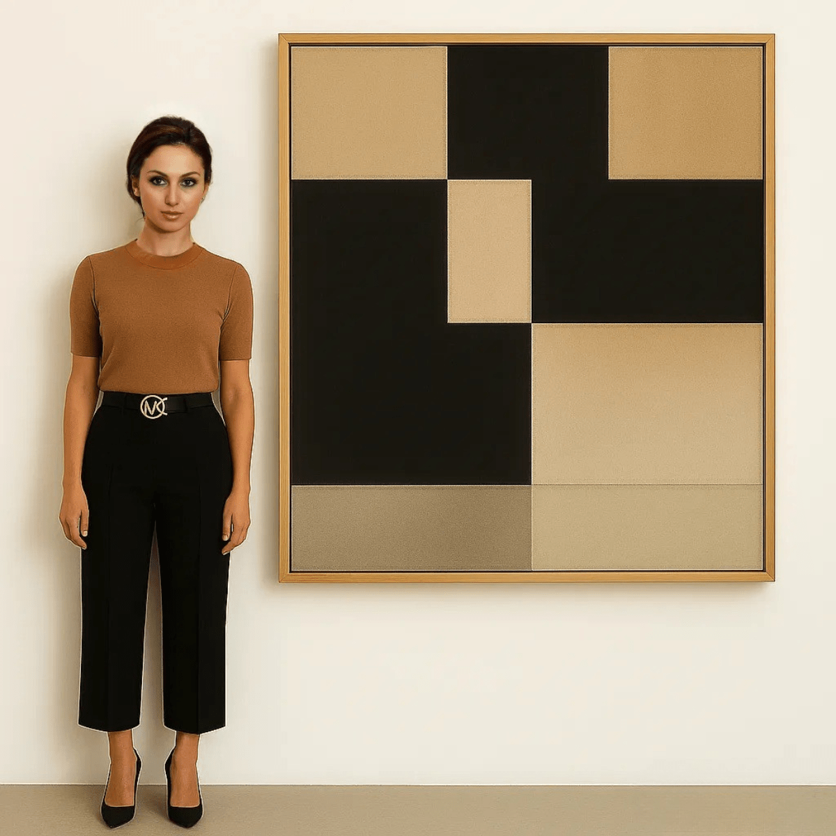 Canvas Print : Still Geometry – Black and Beige Minimalist Canvas Wall Art modern abstract canvas wall art by Rossetti Art – luxury interior design artwork for living room, bedroom, office – black and beige wall art Black And White Art Black and white artwork