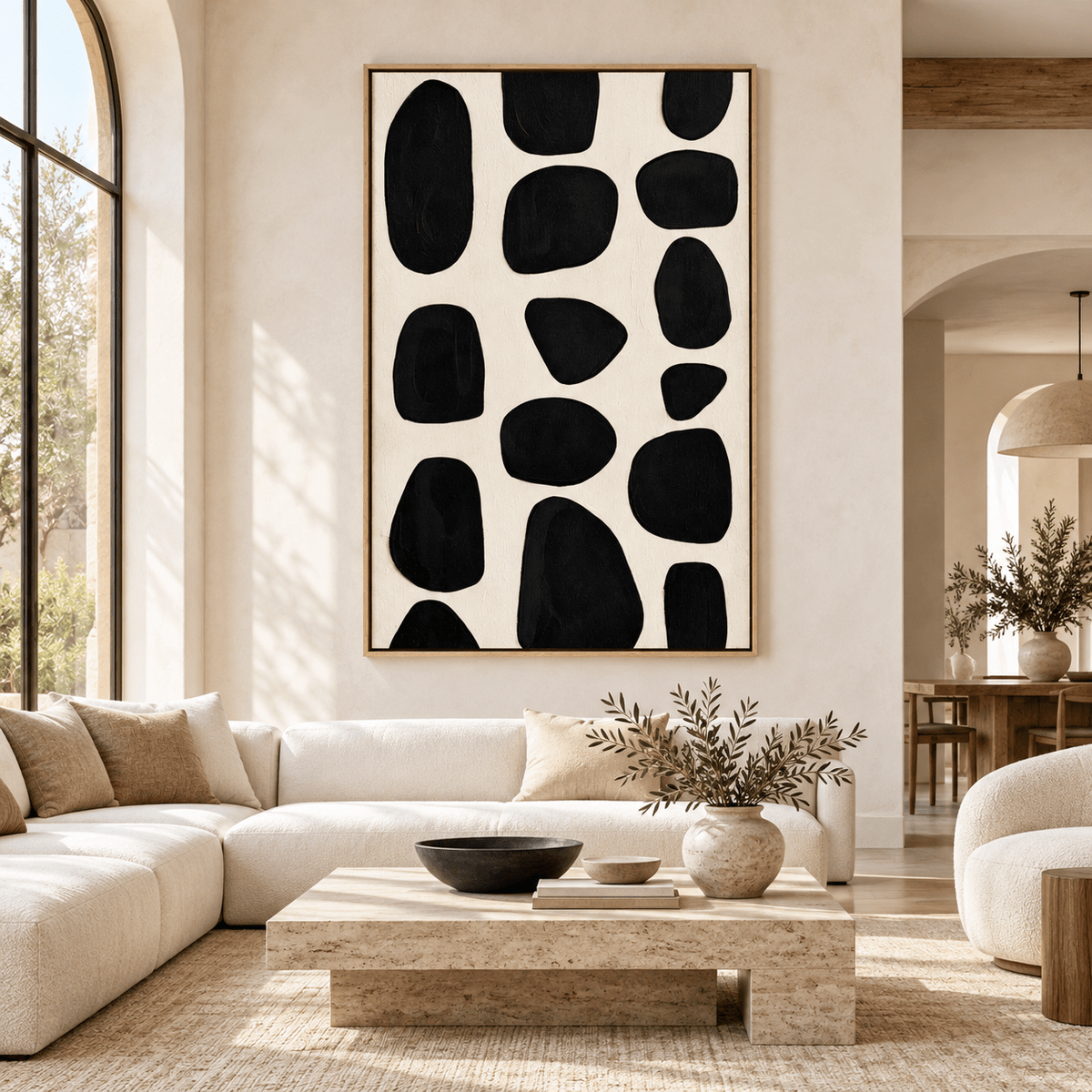Stone Wall Art – Stone Garden black pebble canvas print by Rossetti Art
