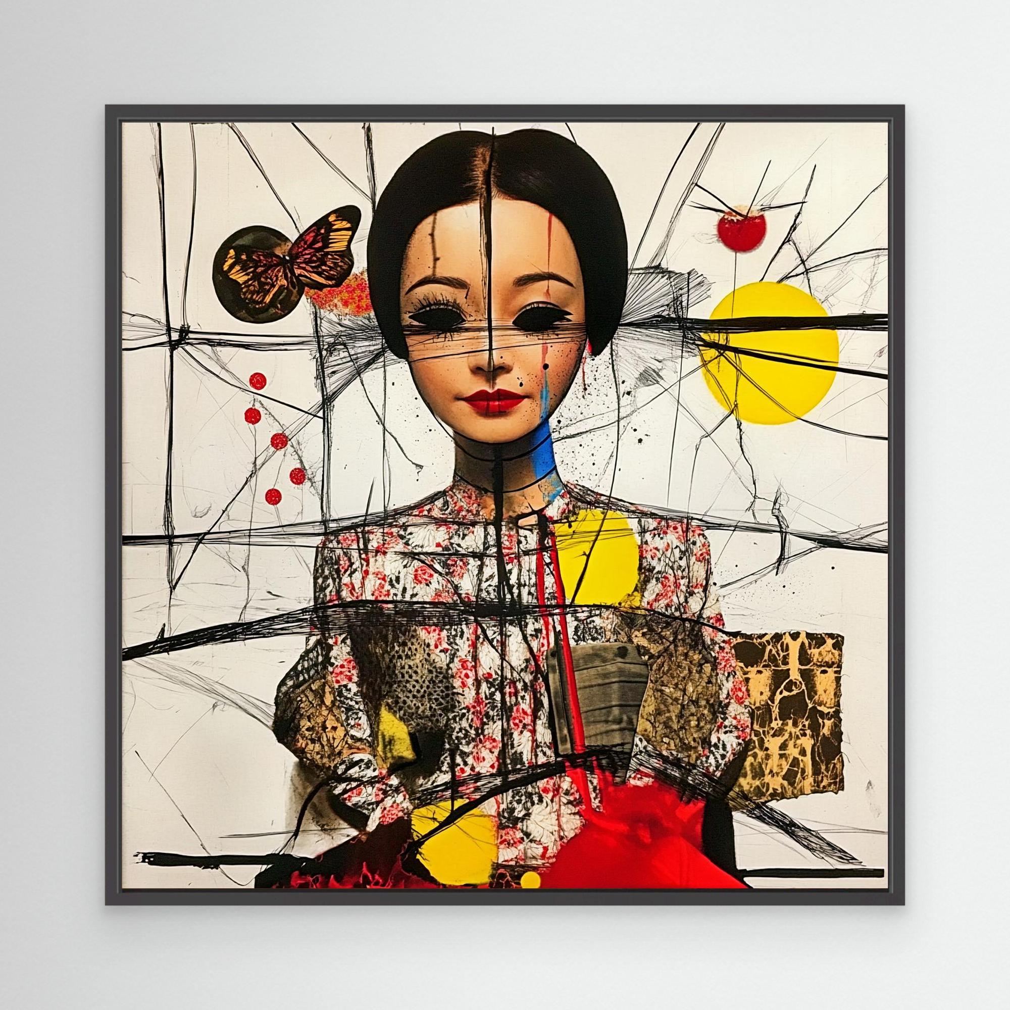 Canvas Print : Surreal Doll Portrait – Abstract Modern Art Print modern abstract canvas wall art by Rossetti Art – luxury interior design artwork for living room, bedroom, office – DollPortraitArt ModernArtPrint Surreal Doll Portrait