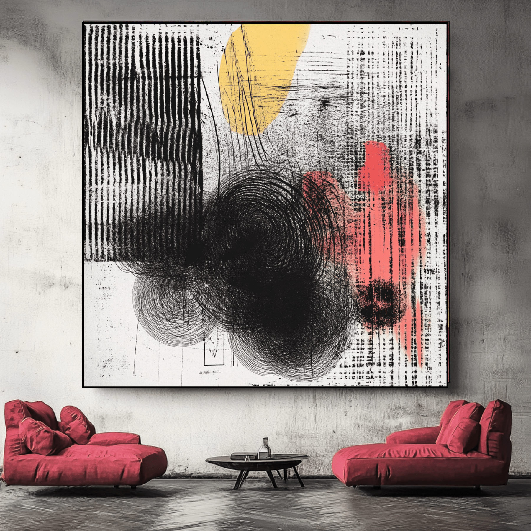 Canvas Print: "Textured Reflections - Modern Abstract Art" modern abstract canvas wall art by Rossetti Art – luxury interior design artwork for living room, bedroom, office – Textured Abstract Art