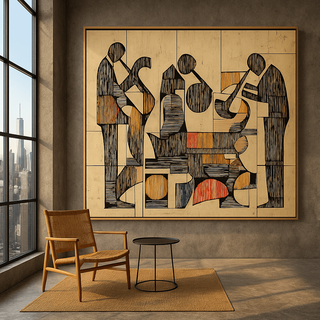 Canvas Print: The Ensemble – Modern Abstract Canvas Print | Bauhaus - Inspired Wall Art by Chiara Rossetti modern abstract canvas wall art by Rossetti Art – luxury interior design artwork for living room, bedroom, office – abstract wall art contemporary wall design framed abstract canvas