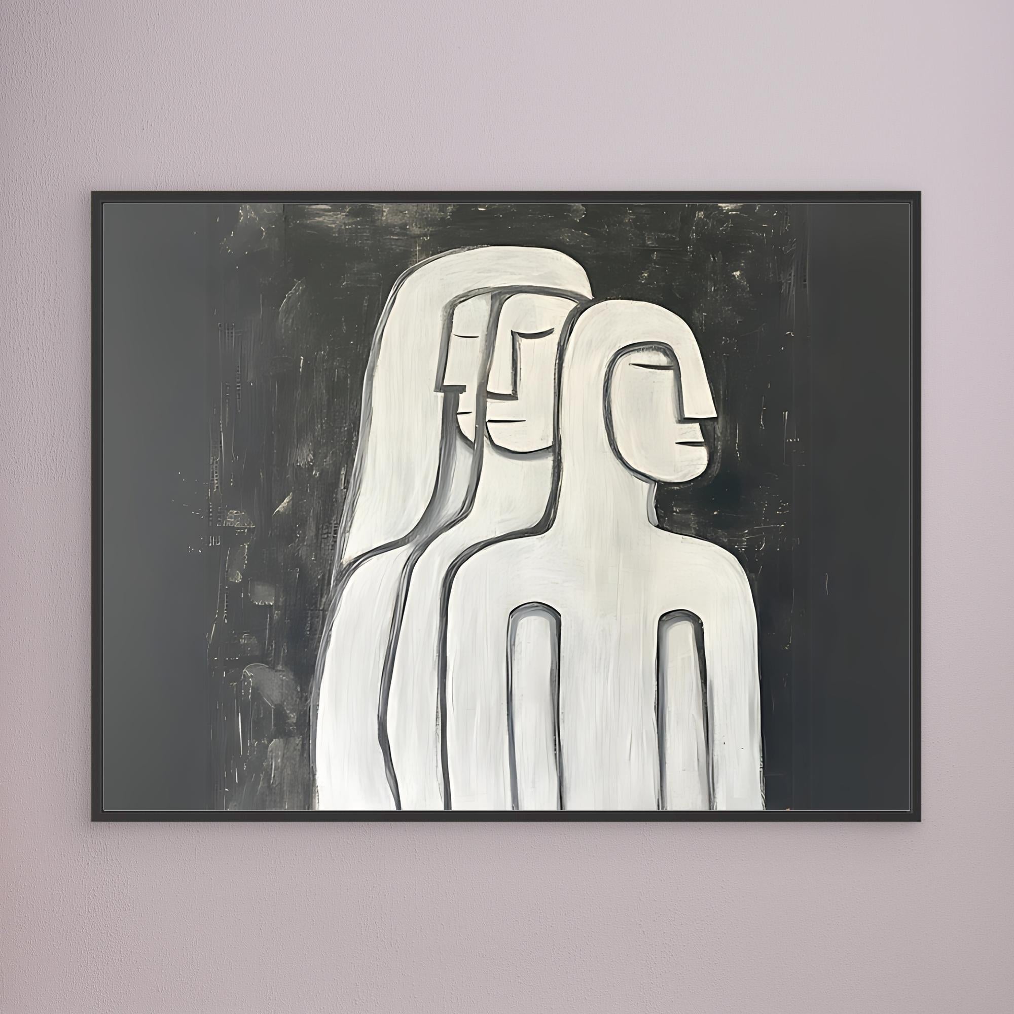 Canvas Print: The Silent Trio – Minimalist Black & White Art modern abstract canvas wall art by Rossetti Art – luxury interior design artwork for living room, bedroom, office – black & white wall canvas Black And White Art Black and white artwork