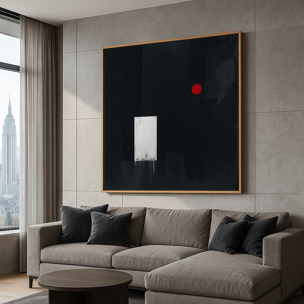 Canvas Print: Threshold of Light - Wabi - Sabi Black Abstract Canvas modern abstract canvas wall art by Rossetti Art – luxury interior design artwork for living room, bedroom, office – abstract wall art canvas print art Chiara Rossetti