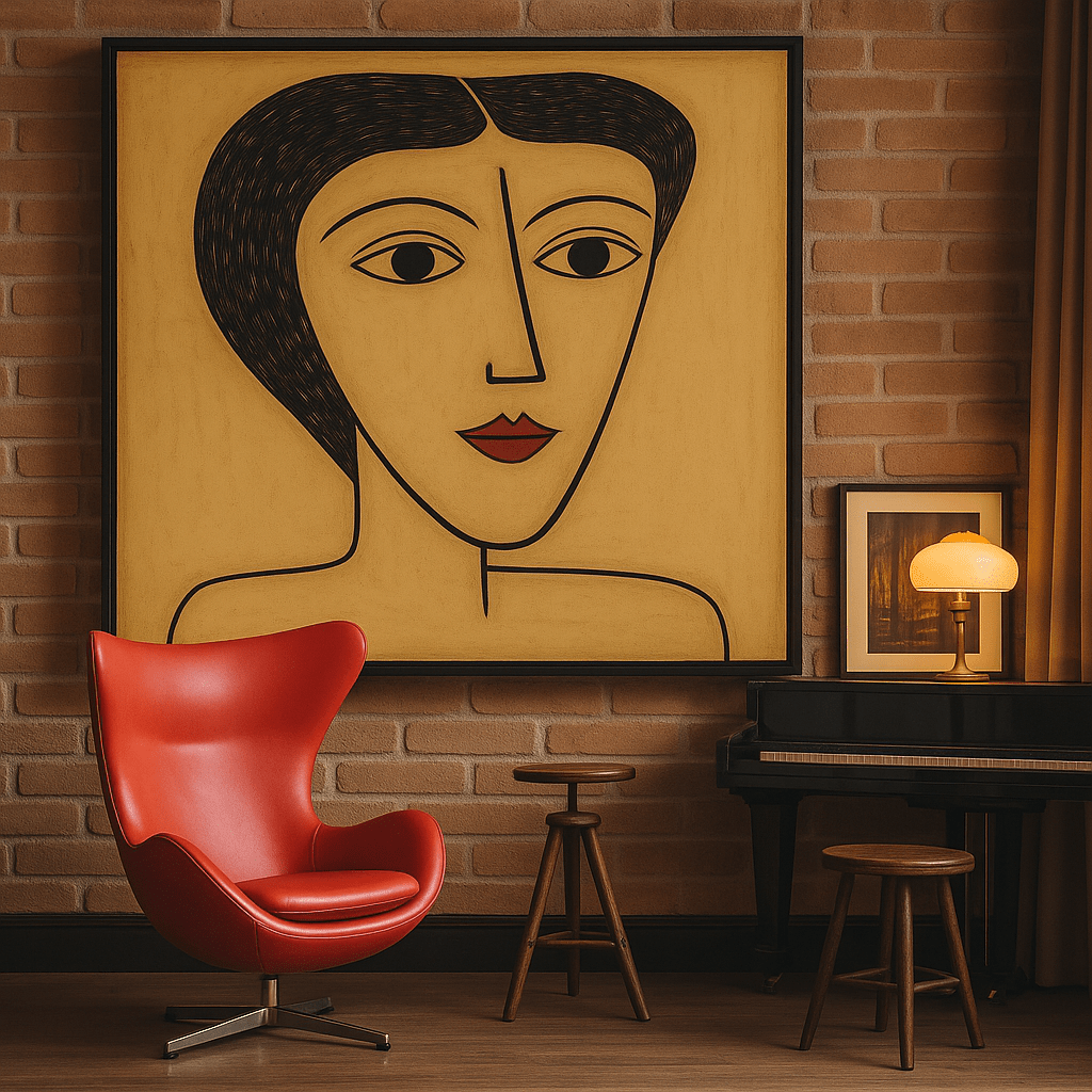 Canvas Print: Timeless Muse – Minimalist Abstract Portrait in Earth Tones modern abstract canvas wall art by Rossetti Art – luxury interior design artwork for living room, bedroom, office – Abstract Figurative Art Abstract figurative canvas print abstract figurative wall art