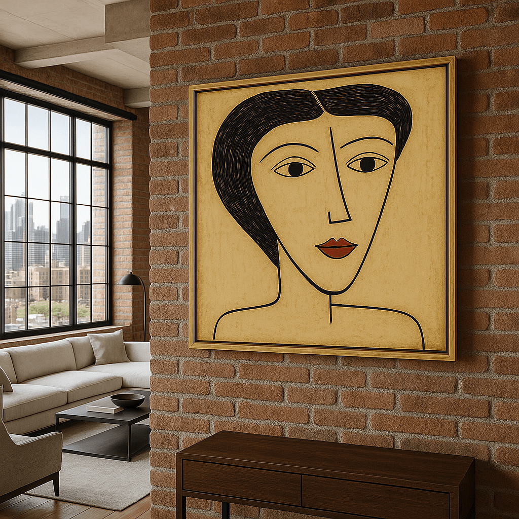 Canvas Print: Timeless Muse – Minimalist Abstract Portrait in Earth Tones modern abstract canvas wall art by Rossetti Art – luxury interior design artwork for living room, bedroom, office – Abstract Figurative Art Abstract figurative canvas print abstract figurative wall art